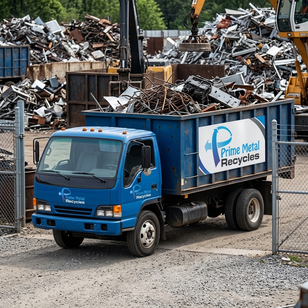 Scrap metals truck loading